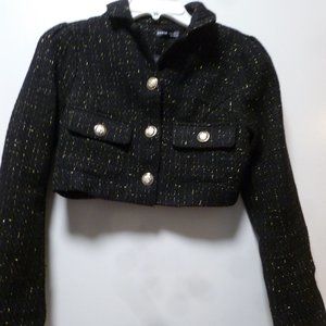SHEIN Black w/ golden weave Lined Cropped Blazer  X- Small